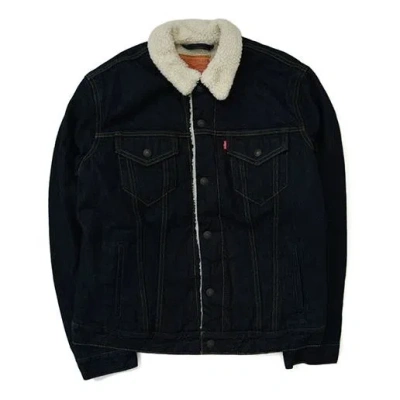 Levi's Sherpa Trucker Jacket 'navy' In Black