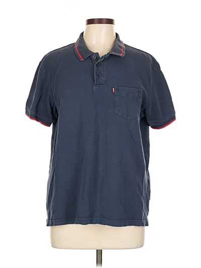 Pre-owned Levi's Short Sleeve Top Blue Collared Neckline Tops
