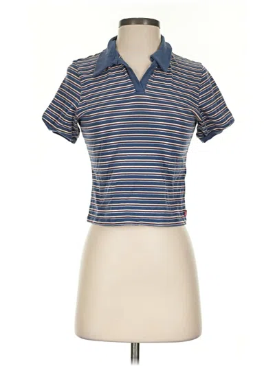 Pre-owned Levi's Short Sleeve Top Blue Collared Neckline Tops