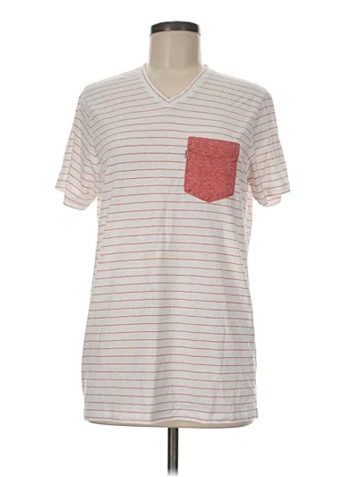 Pre-owned Levi's Short Sleeve Top Gray Stripes Pattern V-neck Tops