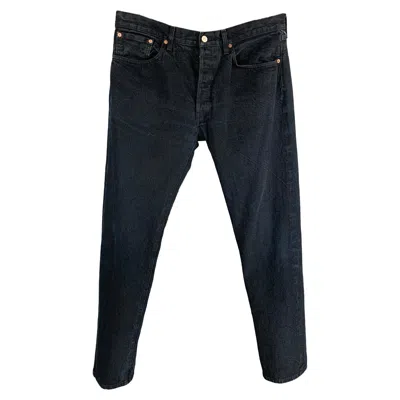 Pre-owned Levi's Size 34 Navy Straight Cut Denim Jeans In Blue