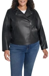 Levi's Slim Fit Faux Leather Moto Jacket In Black