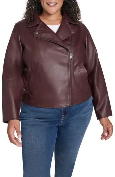 Levi's Plus Size Long Sleeve Moto Jacket In Burgundy