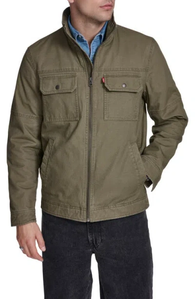 Levi's Slub Cotton Military Jacket In Green