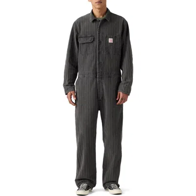 Levi's Stay Loose Pinstripe Cotton Denim Coveralls In Gray