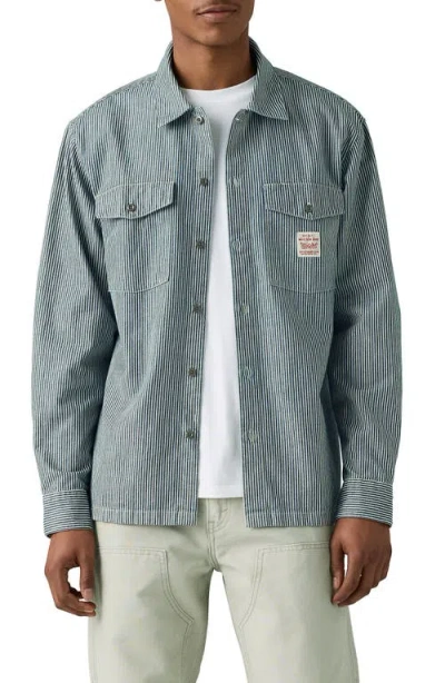 Levi's Stripe Button-up Work Shirt In Green