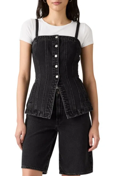 Levi's Tailored Denim Bustier Top In Black