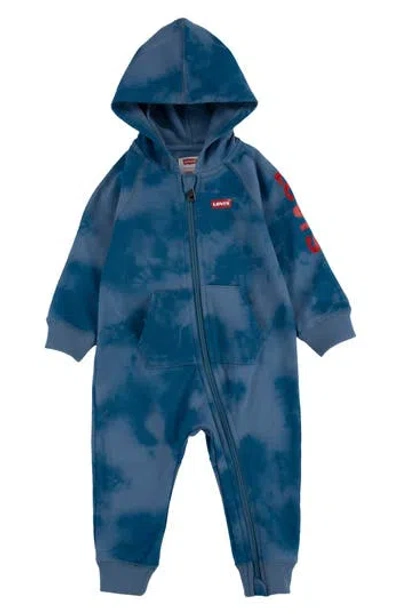 Levi's Babies'  ® Tie Dye Hooded Romper In Blue