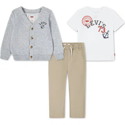 Levi's Kids'  T-shirt, Cardigan & Pants Set In Gray