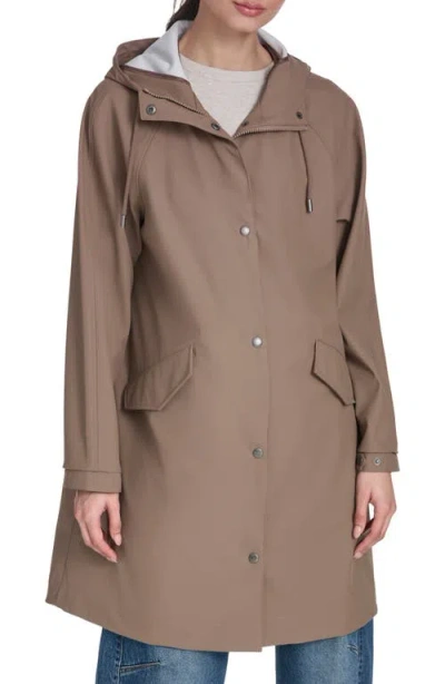 Levi's Water Resistant Hooded Long Rain Jacket In Brown