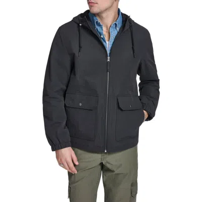 Levi's Water Resistant Hooded Nylon & Cotton Jacket In Black