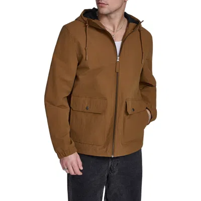 Levi's Water Resistant Hooded Nylon & Cotton Jacket In Brown
