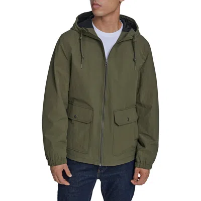 Levi's Water Resistant Hooded Nylon & Cotton Jacket In Green