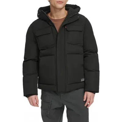 Levi's Water Resistant Hooded Quilted Puffer Jacket In Black