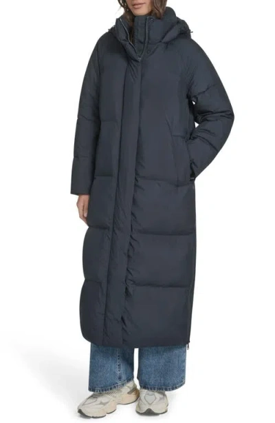 Levi's Water Resistant Side Zip Maxi Puffer Coat In Blue
