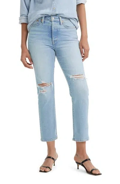 Levi's Wedgie Ripped High Waist Ankle Straight Leg Jeans In Blue