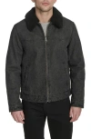 Levi's Western Denim Jacket With Removable Faux Shearling Collar In Black