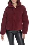Levi's Western Faux Shearling Puffer Jacket In Burgundy