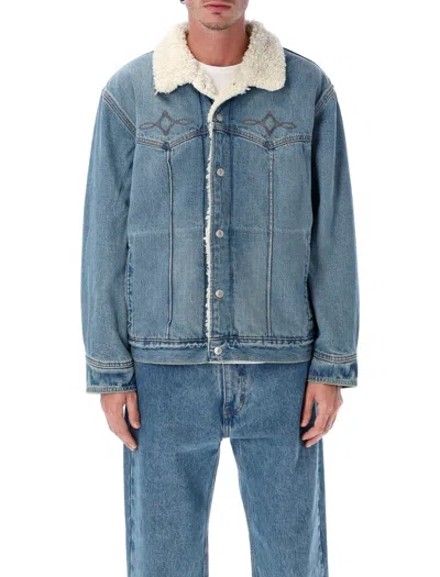 Levi's Western Sherpa Trucker Embroidered Jacket In Blue