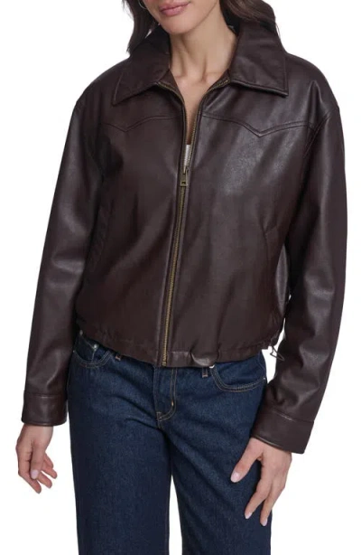 Levi's Western Yoke Faux Leather Bomber Jacket In Brown