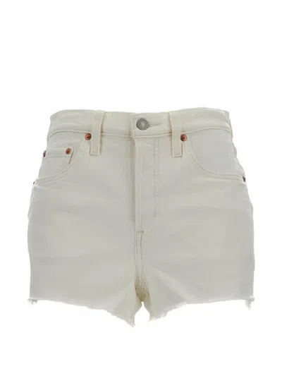 Levi's White Cotton Polyester Elastane Shorts