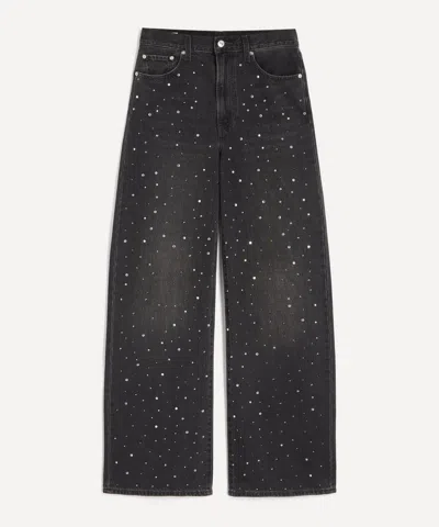 LEVI'S LEVI'S WOMEN'S RIBCAGE WIDE-LEG DIAMONTE JEANS IN DAZZLE ME SMOKE
