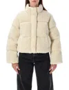 Levi's Cropped Plush Teddy Puffer Jacket In Bianco