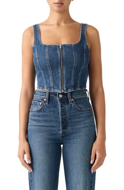 Levi's Zip Corset Denim Top In Blue