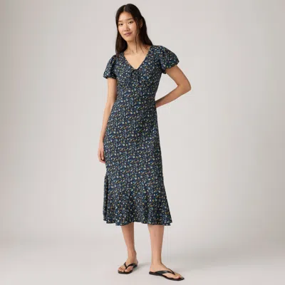 Levi's Lira Short Sleeve Midi Dress In Blue