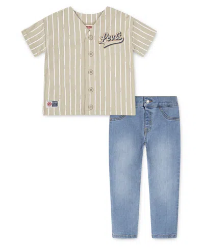 Levi's Kids' Little Boys 2-piece Baseball T-shirt And Jeans Set In Multi