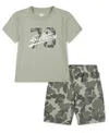 Levi's Little Boys 2-piece Short Sleeve T-shirt And Camo Shorts Set In Neutral