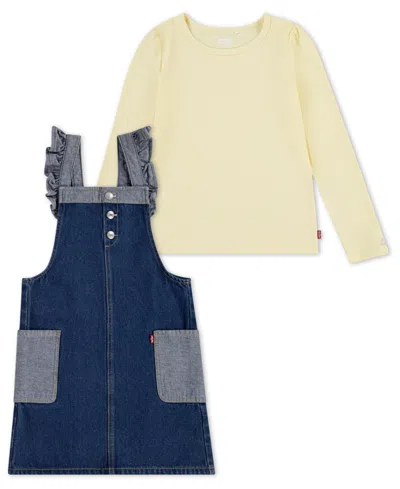 Levi's Kids' Little Girls 2-piece Bodysuit And Ruffle Skirtall Set In Yellow