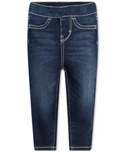 Levi's Kids' Little Girls Adjustable Waistband Stretch Jeggings In Dark Blue