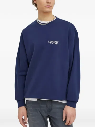 Levi's Logo Crew-neck Sweatshirt In Blue