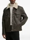 Levi's Logo-detail Leather Jacket In Green