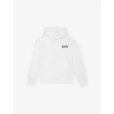 Levi's Kids' Logo-embroidered Cotton-jersey Hoody 10-16 In White
