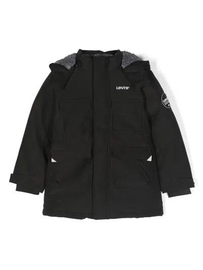 Levi's Kids' Logo-patch Hooded Jacket In Black