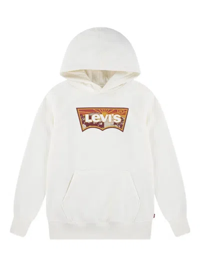 Levi's Kids' Logo-print Cotton Hoodie In White
