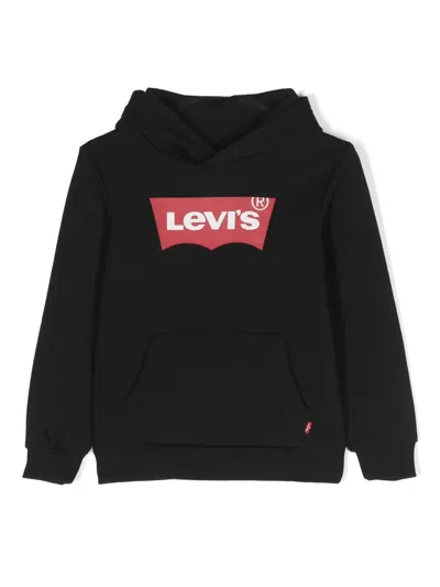 Levi's Kids' Logo-print Drawstring Hoodie In Black