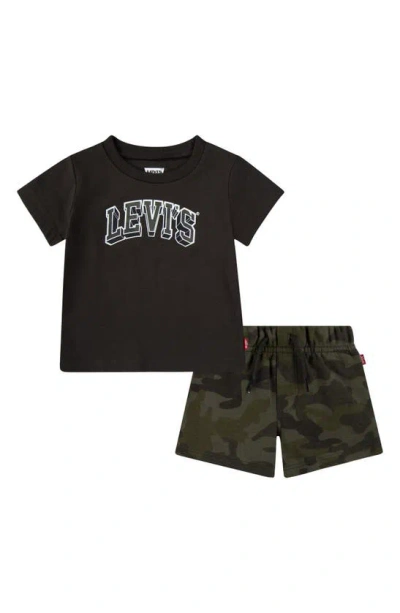 Levi's® Babies'  Logo T-shirt & Pull-on Shorts Set In Peat
