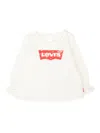 Levi's Logo-tab Ruffled-cuff Top In Neutral