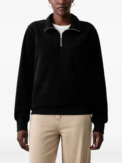 Levi's Logo-embroidered Quarter-zip Sweater In Black