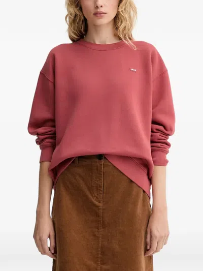 Levi's Logo-patch Crew-neck Sweater In Pink