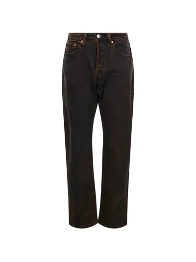 Levi's Logo-patch Straight-leg Jeans In Brown