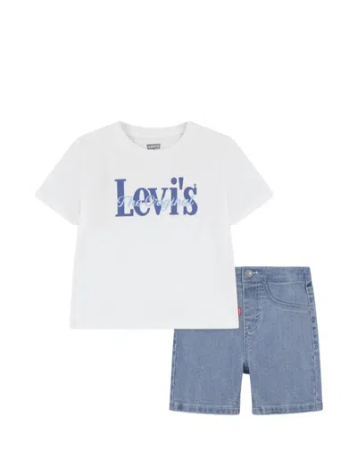 Levi's Babies' Logo-print Shorts Set In White