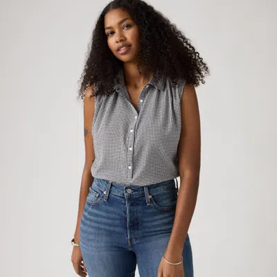 Levi's Londyn Short Sleeve Popover Top In Gray