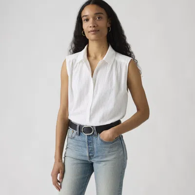 Levi's Londyn Short Sleeve Popover Top In White