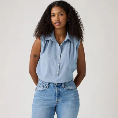 Levi's Londyn Short-sleeve Popover Top In Blue
