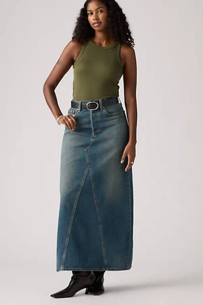 Levi's Long Icon Skirt In Blue