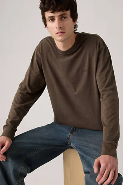 Levi's Long Sleeve Authentic Tee In Brown